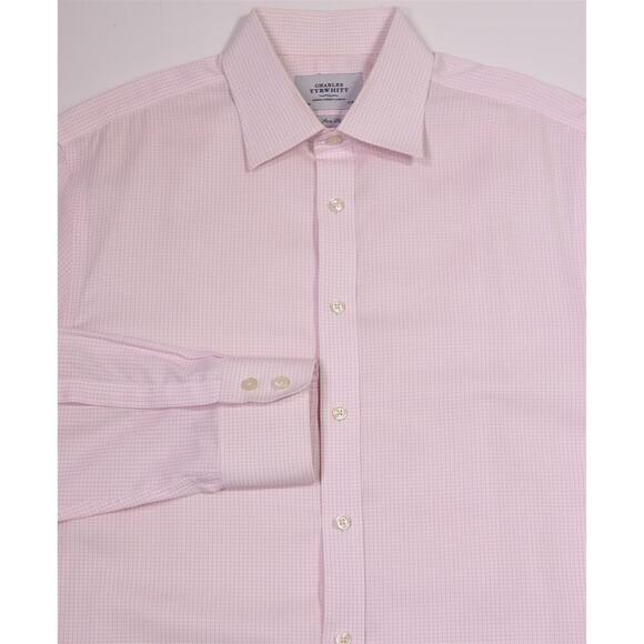 Charles Tyrwhitt Other - Charles Tyrwhitt White/Pink Check Non-Iron Slim Cotton Dress Shirt (42) 16.5-35